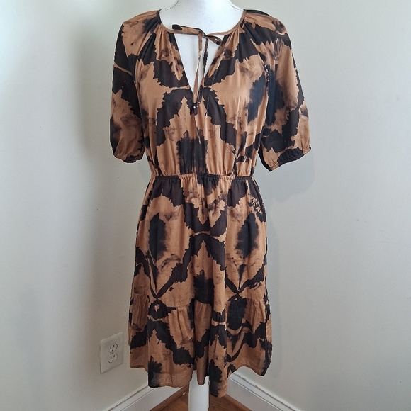 Rails Amabella Tigers Eye Camel And Brown   Short Sleeve Dress Size Medium - Picture 9 of 10
